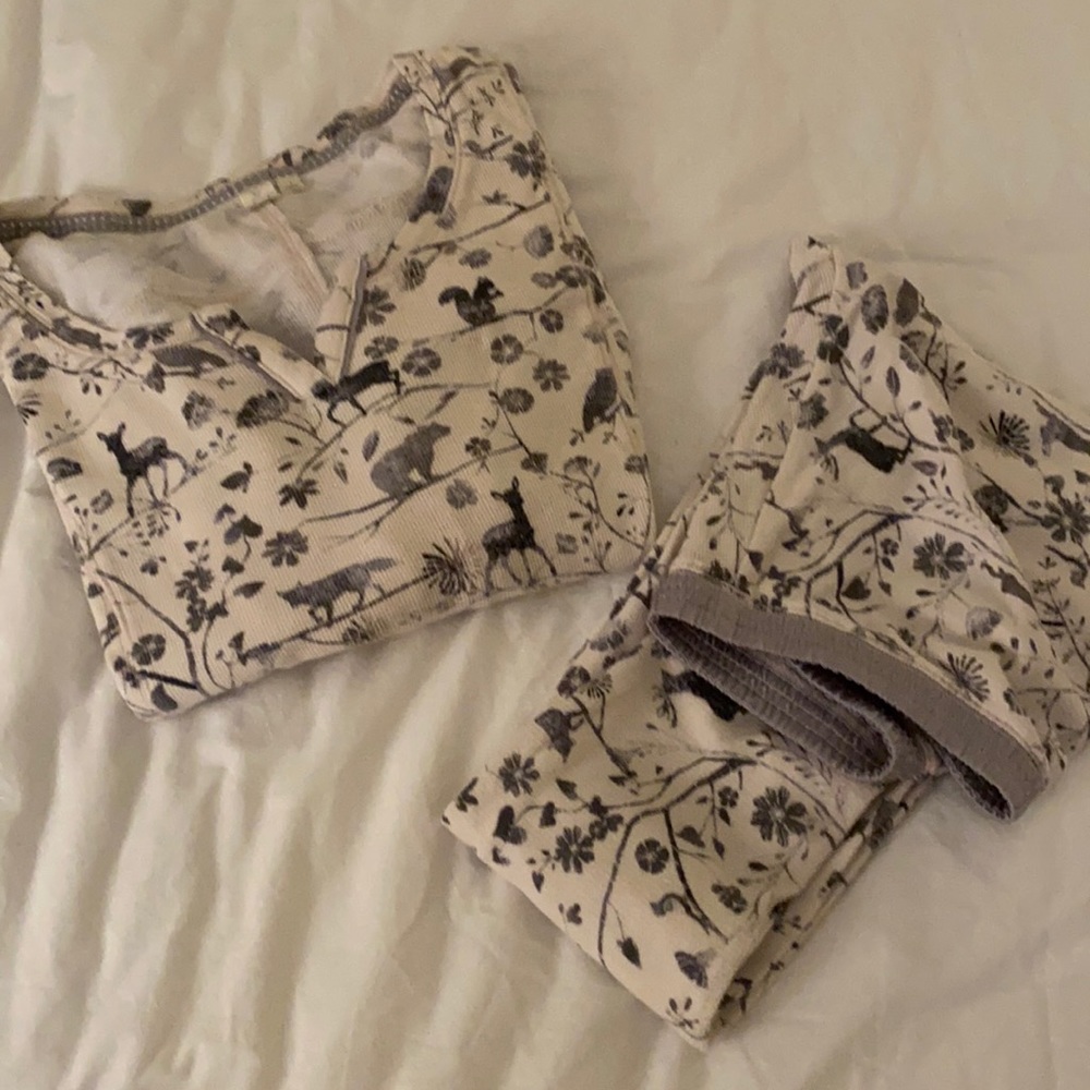 Anthropologie holiday woodland creature PJ set